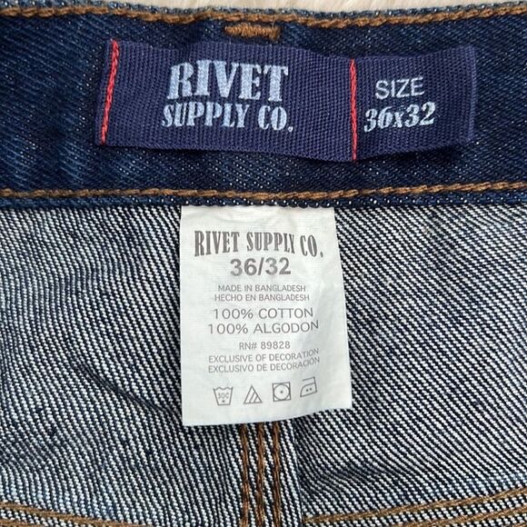 Rivet Supply Co Denim Jeans Relaxed Fit Dark Wash Mens 100% Cotton Size 36 x 32 - Picture 3 of 8